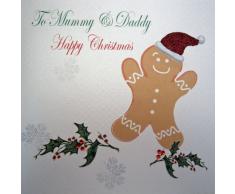 WHITE COTTON CARDS X38 Weihnachtskarte mit Aufschrift to Mummy and Daddy Merry Christmas, handgemacht, Weiß