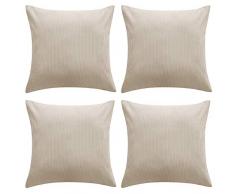 Deconovo Kissenbezüge, dekorativ, weicher Wurfkissenbezug aus Cord, mit unsichtbarem Reißverschluss für Stuhl, 45,7 x 45,7 cm, beige, 4 Stück, ohne Kisseneinlage