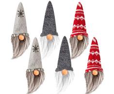 Alphatool Set von 6 handgefertigten schwedischen Tomte- Weihnachts-Elfenzwerg skandinavischer Weihnachtsmann Zwerg Plüsch Weihnachtsbaum Hängende Ornamente für Zuhause Urlaub Dekoration Weihnachten Geschenke
