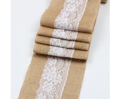 laddawan Tischläufer aus Jute, rustikal, natürlich, rutschfest leinen