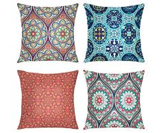 Suesoso Dekokissenbezug, 45,7 x 45,7 cm, 4er-Set mit Ethnischen Mandala-Ornamenten, Kissenbezug, dekorativ, Heimdekoration, schönes Geschenk, Garten, Sofa, Bett, Auto 20 x 20 Boho Style Mandala