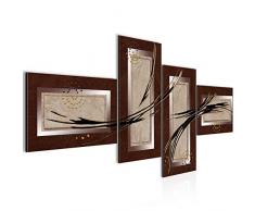 Bilder Abstrakt Wandbild 200 x 100 cm Vlies - Leinwand Bild XXL Format Wandbilder Wohnzimmer Wohnung Deko Kunstdrucke Braun 4 Teilig - MADE IN GERMANY - Fertig zum Aufhängen 100441b