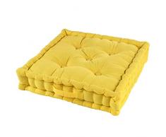 DOUCEUR DINTERIEUR Bodenkissen, 45 x 45 x 10 cm, Baumwolle, einfarbig, gelb, 45 x 45 x 10 cm
