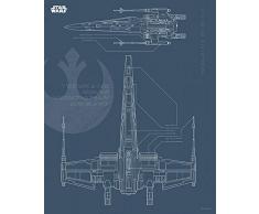 Komar Wandbild Star Wars Blueprint X-Wing | Kinderzimmer, Jugendzimmer, Dekoration, Kunstdruck | ohne Rahmen | WB179-40x50 | Größe: 40 x 50 cm (Breite x Höhe)