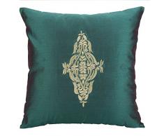 bestickt Damast Überwurf Kissen Bezüge, blaugrün, 20x20 inch