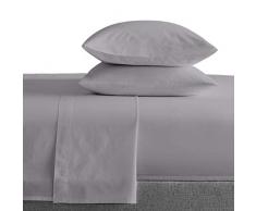 Bokser Home Satin-Bettwäsche-Set, 100 % langstapelige Baumwolle, luxuriös, ultraweich, Fadenzahl 500, Satingewebe, extra tiefe Taschen für jede Matratze, zertifiziert ohne Chemikalien California King Wolkengrau