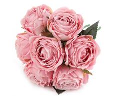 Blooming Paradise Künstliche Kunstblumen Pflanzen Seide Rose Blumengestecke Hochzeit Blumensträuße Dekorationen Kunststoff Blumendeko Tischdekoration Home Küche Garten Party Festival Bar champagnerfarben