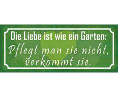 Schatzmix Spruch Liebe ist wie Garten Metallschild 27x10 cm Wanddeko tin Sign Blechschild, Blech, Mehrfarbig
