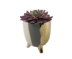 Flora Bunda Blumentopf aus Keramik mit Standfuß, 9,5 cm, 3-farbig, Marineblau 5,grey