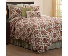 C&F Home Ganzjahreszeit-Übergroße Wendebettwäsche aus Baumwolle 3-teilig mit floralem Damast-Druck Full/Queen Size grün