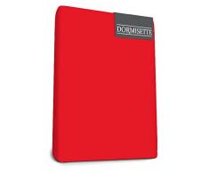 Bed-Fashion Dormisette Elasthan Split Topper Spannbettlaken, Mako-Satin, rot, Doppelbett, 160 x 200 cm