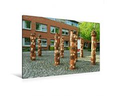 Premium Textil-Leinwand 120 x 80 cm Quer-Format Skulptur vor dem Rathaus Twistringen | Wandbild, HD-Bild auf Keilrahmen, Fertigbild auf hochwertigem Vlies, Leinwanddruck von Heinz Wösten
