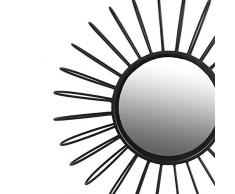 Benjara Sunburst Wandspiegel, Metallrahmen, Schwarz und Silber