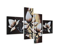 Bilderdepot24 Blumen M1 handgemaltes Leinwandbild 100x70cm 4 teilig 255