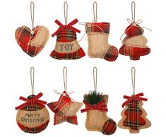 Aneco Weihnachtsbaumschmuck, rustikal, Weihnachtsstrumpf-Dekoration, Jute, Baumschmuck, hängende Dekoration, kugelförmige Dekoration für Weihnachtsfeiern Farbe 1