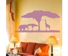 INDIGOS 4052166117814 Wandtattoo w555 Afrika / Steppe, Elefant Giraffe Wandaufkleber 120 x 66 cm, violett