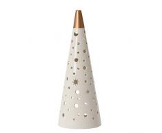 YANKEE CANDLE The Perfect Christmas Kerzenhalter, Keramik, weiß/Gold, L