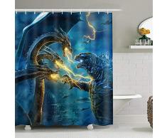 EARVO Awesome Godzilla Battle King Ghidorah Duschvorhang King of Monsters lebensechtes Filmthema für Familie Badezimmer Dekor Zubehör mit Haken Wasserdichtes Tuch 182,9 x 182,9 cm EADS1022-72