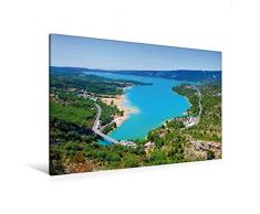 Calvendo Premium Textil-Leinwand 120 cm x 80 cm quer, Lac de Sainte-Croix | Wandbild, Bild auf Keilrahmen, Fertigbild auf echter Leinwand, Leinwanddruck: Verzaubernde Provence Orte Orte