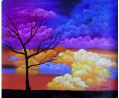 Rflkt Aurora-Himmel-Wolken - große Kunst Öl auf Leinwand Gemälde - Hervorragende Qualität und Handwerkskunst, handgefertigte Wandkunst