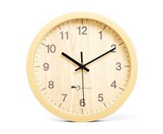 JUSTUP Tischuhr, Nicht tickend, 20,3 cm, geräuschloses Uhrwerk, Holz-Wanduhren mit batteriebetriebenem HD-Glas, dekorativ für Zuhause, Küche, Wohnzimmer, Schlafzimmer, Büro gelb