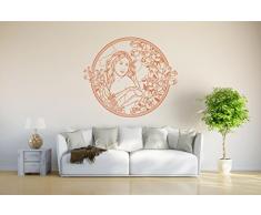 INDIGOS Wandtattoo/Wandsticker-d107 Sexy Frau mit Blumen und Pflanzen, Vinyl, braun, 40 x 33 x 1 cm