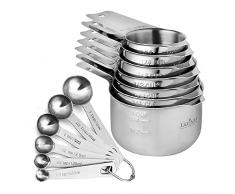 13-teiliges Messbecher und Löffel-Set, stabil & Edelstahl, 7 Messbecher und 6 Messlöffel, stapelbar, von Laxinis World