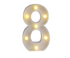 Sunnyglade Weißes Festzelt LED Alphabet Lichterkette arabische Ziffern für Party Zuhause Bar Hochzeit Dekoration Alphabet Wanddeko Buchstabenbeleuchtung 8