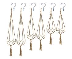 BESTTOYHOME Makramee Pflanzenhänger Holder-6 Pack Handmade Indoor Outdoor hängen Pflanzkorb, Seil, Halter 3 Größen mit 6 Stück Decke, Haken Blumentopf für drinnen Aufhängen Halterung