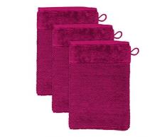 Möve Bamboo Luxe Waschhandschuhe, Berry, 20 x 15 cm, 3