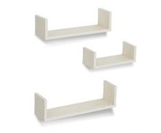 Americanflat Hängeregal aus hellem Holz, Wandmontage, 3 Stück