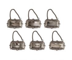 Engraved Liquor Decanter Labels- Set of 6 - Alcohol Bottles Home Bar Pub Display by Lairds