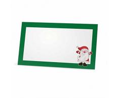 Santa Claus grün Weihnachten Karten – flach oder Zelt – 10 PACK – Weiß blanko vorne mit Bordüre – Placement Tisch Name Platz Stationery Party Supplies – Gelegenheit oder Abendessen Event, grün, FLAT STYLE