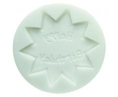 silikomart 71.138.00.0096 Backform für Kuchen SLK038 Happy Birthday, Silikon, Weiß