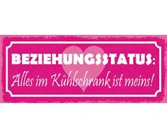 Schatzmix Spruch Beziehungsstatus: Alles im Kühlschrank ist meins Metallschild 27x10 Deko tin Sign Blechschild, Blech, Mehrfarbig, 27x10 cm