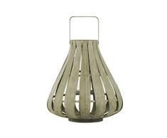 Benzara BM179137 Bambus Runde Laterne und Hurricane Glas Kerzenhalter beige