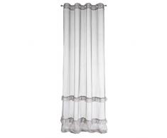 Eurofirany Vorhang Glitzer Glatt Transparent 8 Ösen Gardinen Durchsichtig Edel Elegant Hochwertig Glamour Schlafzimmer Wohnzimmer Lounge, Silber, 140X250 cm