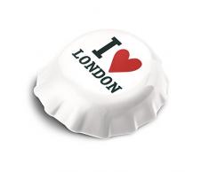 koziol 3777525 Plopp I Love London Flaschenöffner mit Druck, Thermoplastischer Kunststoff, weiß, 8.5 x 7.7 x 2.4 cm