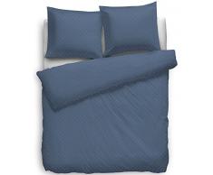 Heckett Lane Bettwäsche 100% Baumwolle Mako-Satin Uni Puntini 135x200 (80x80) Steel Blue