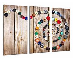 Wandbild - Original Spiral Figur mit farbigen Knöpfen, Holz, 97 x 62 cm, Holzdruck - XXL Format - Kunstdruck, ref.26949