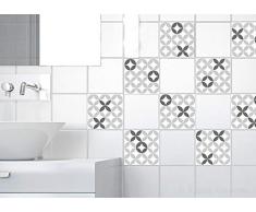 PLAGE 9 Fliesen Sticker-Keramikfliesen grau, Vinyl, Grey, 10 x 0.1 x 10 cm