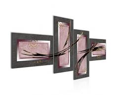 Bilder Abstrakt Wandbild 200 x 100 cm Vlies - Leinwand Bild XXL Format Wandbilder Wohnzimmer Wohnung Deko Kunstdrucke Rot 4 Teilig - MADE IN GERMANY - Fertig zum Aufhängen 100441a