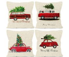 LafyKoly Happy Halloween Kürbis Dekoration Weihnachten Baumwolle Mischung Kissenbezug Set von 4 Fall Decor Thanksgiving Thanksgiving Thanksgiving Kissenbezüge 45,7 x 45,7 cm Weihnachtsbaum