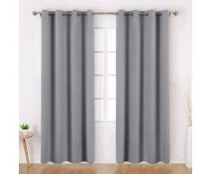 Homeideas Verdunkelungsvorhänge – Set mit 2 Paneelen, Raumverdunkelungsvorhänge/Vorhänge, Thermo-Ösen, für Schlafzimmer und Wohnzimmer, Polyester, hellgrau, W52 X L84