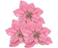 zorpia 12 Stück Glitzer Künstliche Hochzeit Weihnachten Blumen Glitzer Weihnachtsstern Christbaum Ornamente Rose