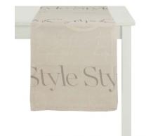 APELT Typo_48x140_20 Tischläufer Leinendruck, naturtöne