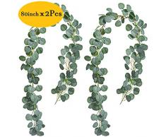 Jinhot Künstliche Eukalyptus-Girlande Eukalyptusblätter Weinreben Beste Dekoration für Hochzeit, Zuhause, Outdoor, Party, Garten, Fenster cremeweiß