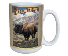 Tree-Free Greetings lm43220 Vintage Yellowstone National Park Buffalo von Paul A. lanquist Keramik Becher mit Henkel/, 15-Ounce, farbenreiche