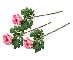 DII Kunstblumen, Pfingstrose, Seide, 3 Stück Peony Hellrosa Farbe