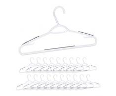 Relaxdays 20er Set Kleiderbügel, gummierte Kunststoffbügel, Hosenstange, Kleid & Rock, Krawatte, Antirutschbügel, weiß